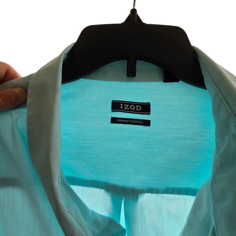 Izod seafoam green button shirt, 3X size. - Picture 5 of 6